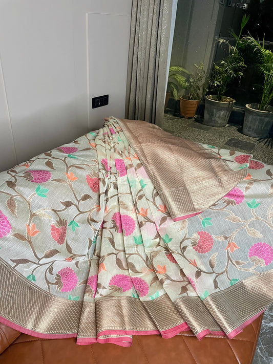 Banarasi Muslin Silk Mina Saree
