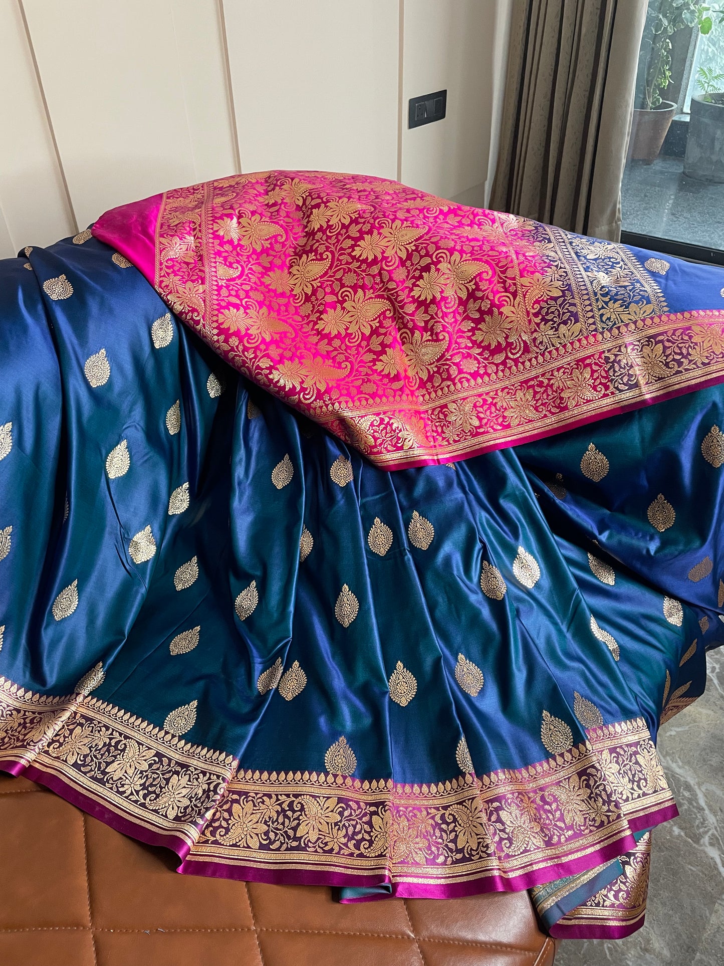 Banarasi Contrast Mashru Silk with Border Buti Silk Saree