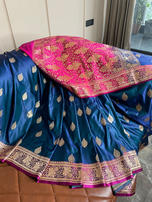 Banarasi Contrast Mashru Silk with Border Buti Silk Saree